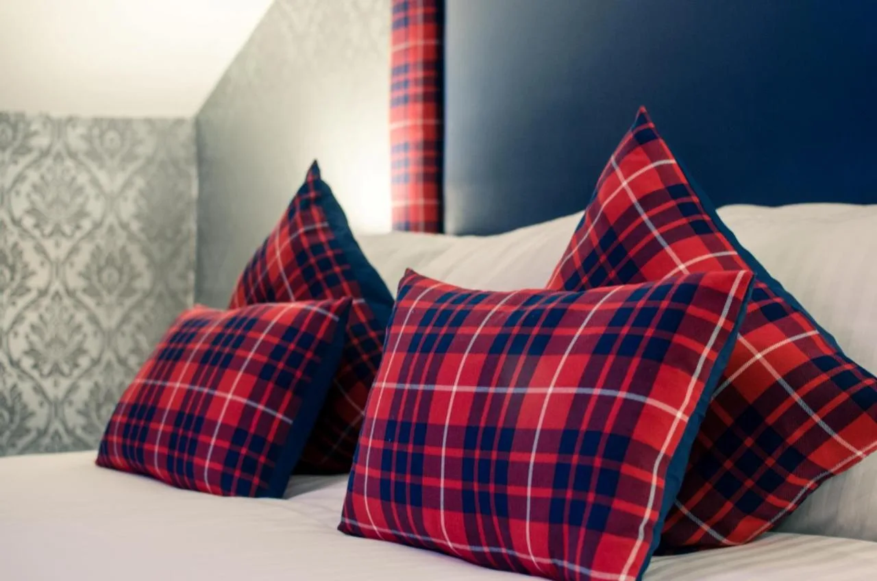 Red tartan cushions